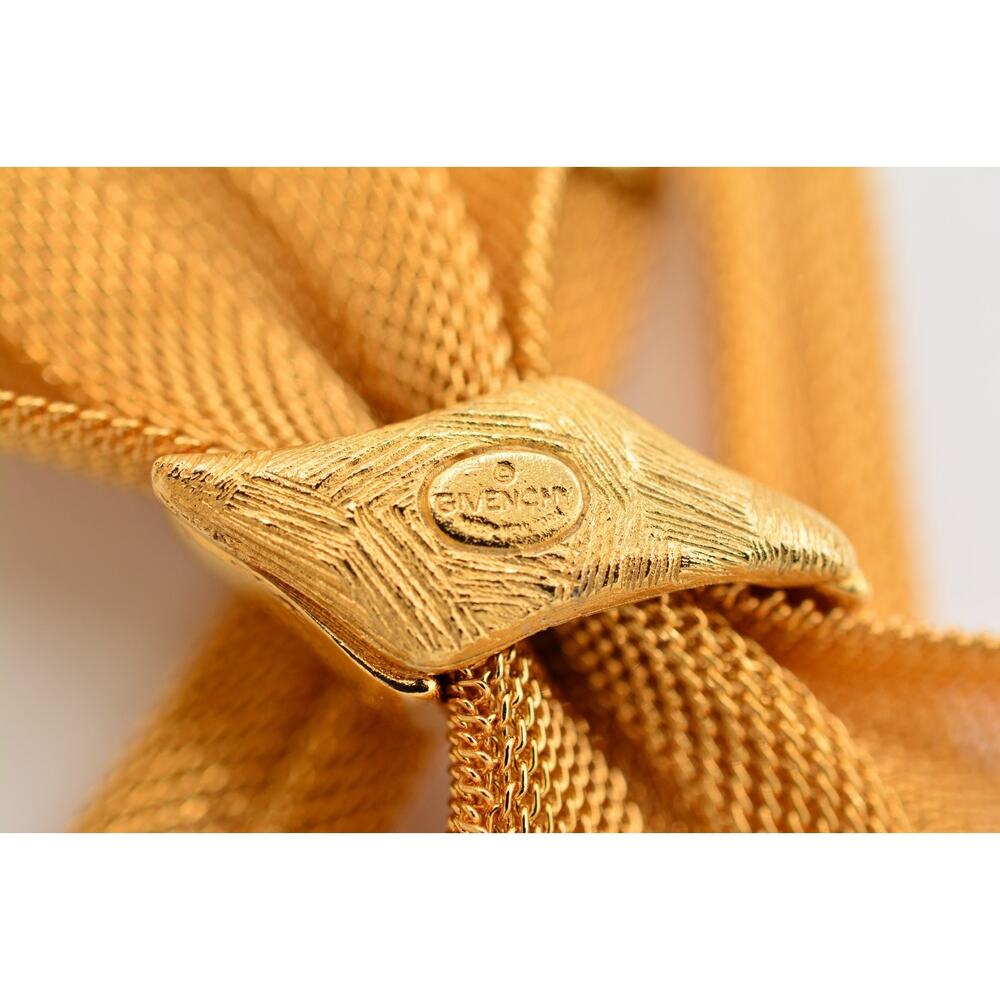 Givenchy Vintage Gold Mesh Bow Collar Necklace Statement Runway Signed 80s BinR - Picture 12 of 13